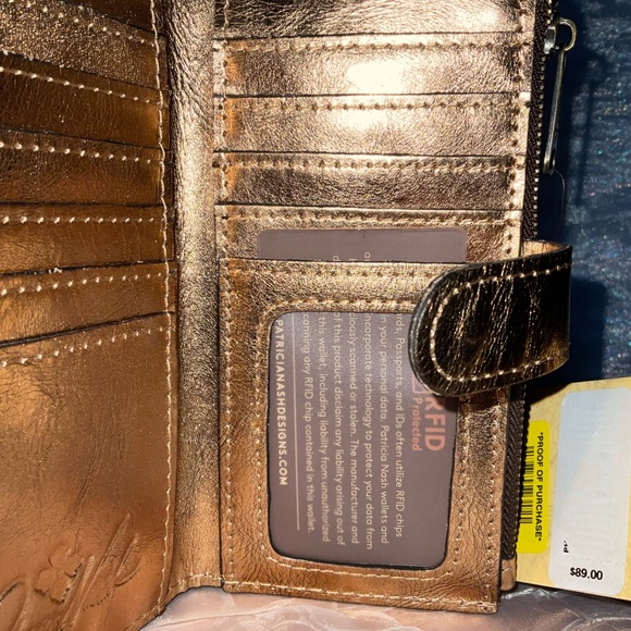 Crossbody and Wallet, Patricia Nash Vintage Italian Pheasant Bronze NWT - Picture 6 of 16